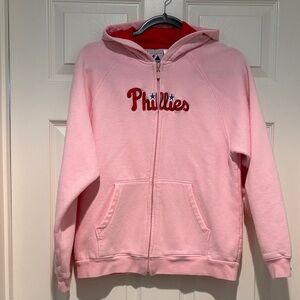Phillies Pink Zippered Hoodie Jacket